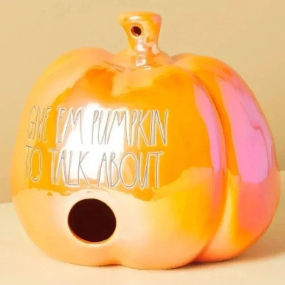 NEW Rae Dunn GIVE EM PUMPKIN TO TALK ABOUT Adorable Ceramic Home Decor Birdhouse - Picture 1 of 4
